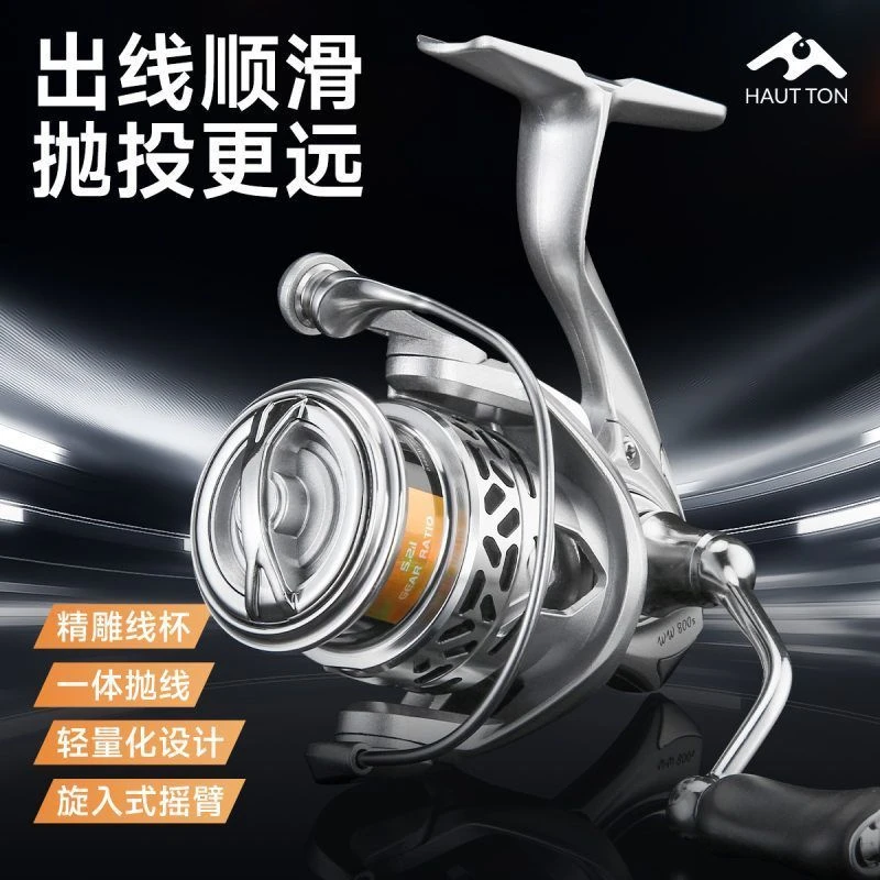 一体线挡旋入式白鲸铝合金摇臂微物纺车轮500型800型翘嘴鱼线轮