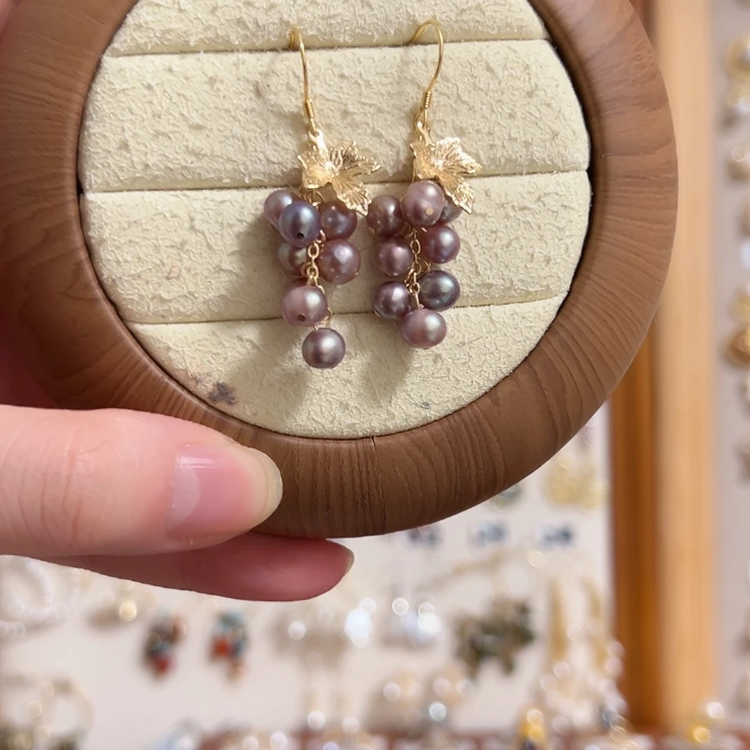 耳饰银S925镶嵌淡水珍珠