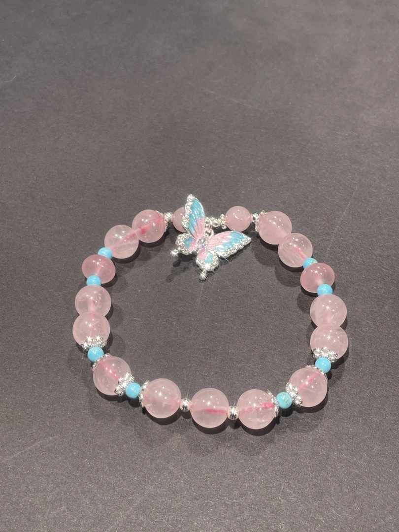 石英质-天然粉水晶手链S012