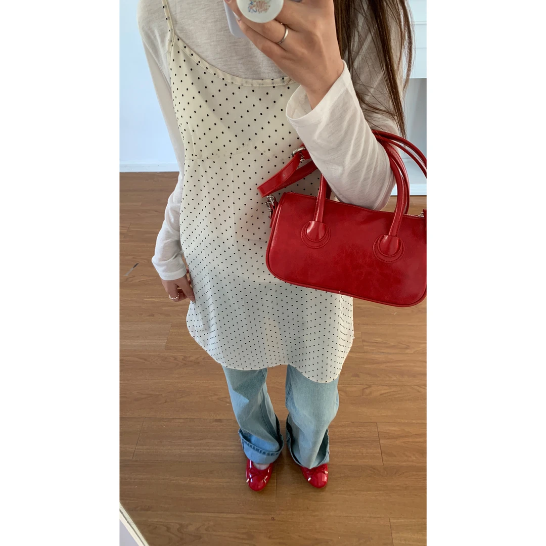 【清苍 】韩系ins时尚百搭无袖韩系波点网纱吊带裙女2025春夏新款