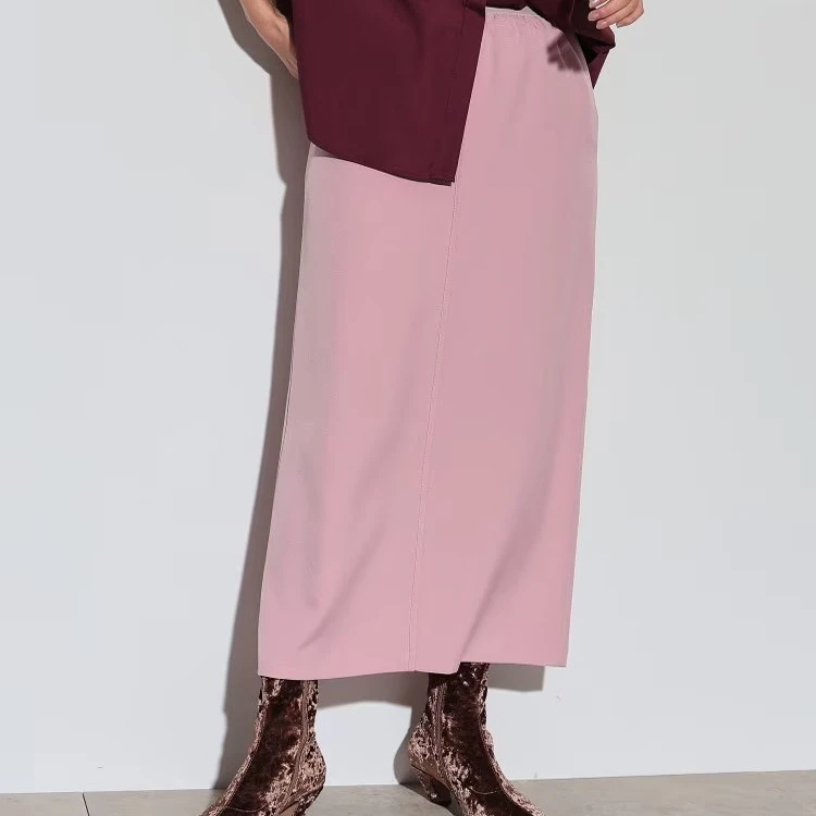 日单 简洁干练 开叉 松紧腰 半身裙 窄裙26C