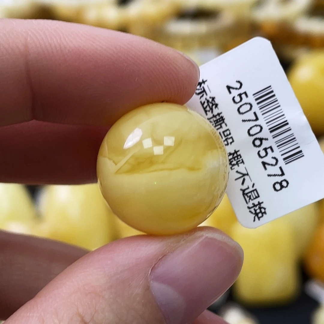 裸石蜜蜡未镶嵌18.4mm金白浓蜡溶洞妖花 沁色福利