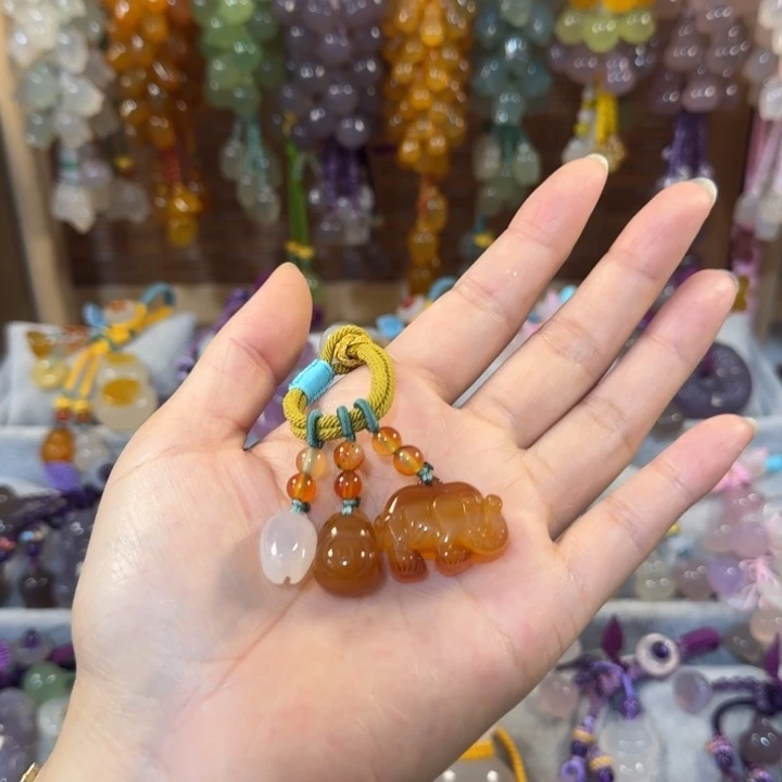 颖***～玛瑙/玉髓钥匙挂件福利款未镶嵌