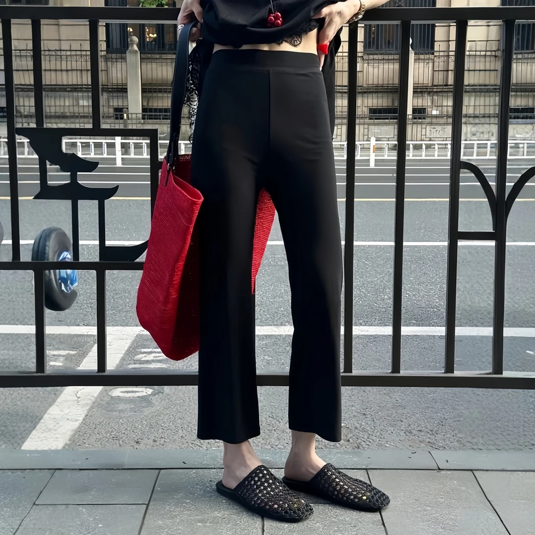 高腰显瘦九分休闲裤女2025夏季大码胖MM遮肉百搭垂感小众西装裤