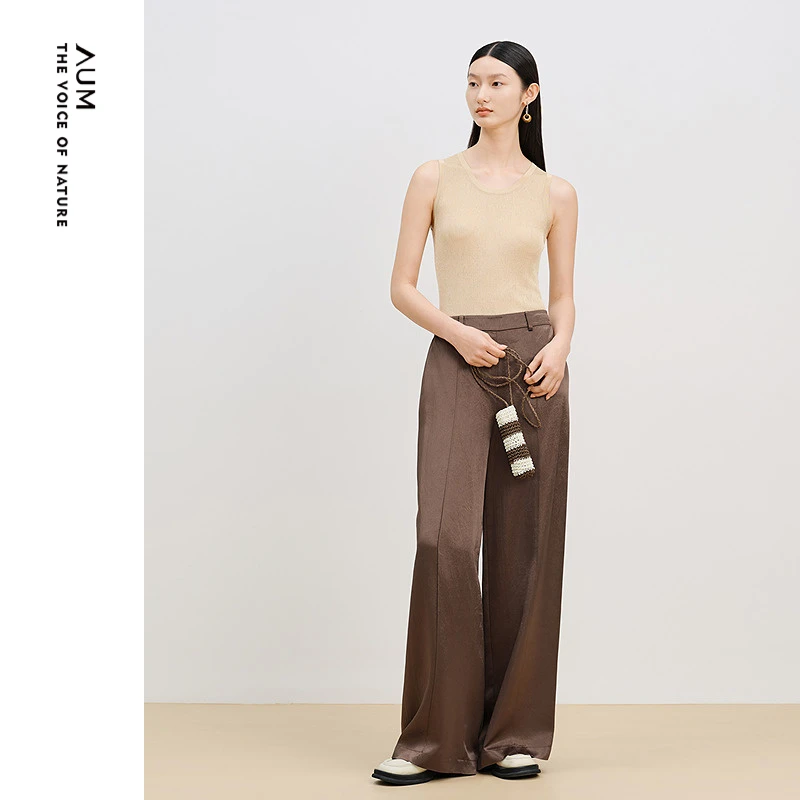 【落日酉时】AUM噢姆气质垂顺光感显瘦直筒休闲裤M1EG30685