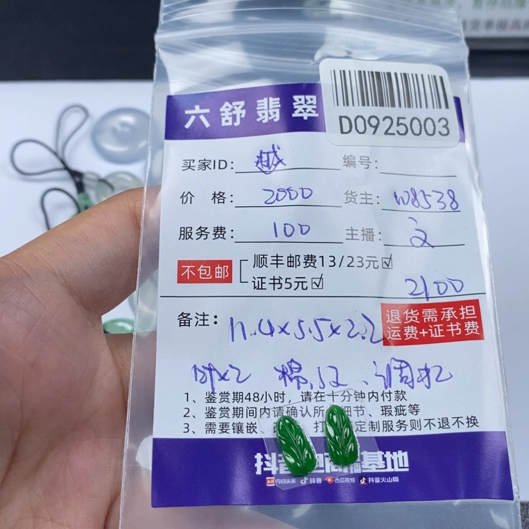 未镶嵌挂件翡翠D0925003
