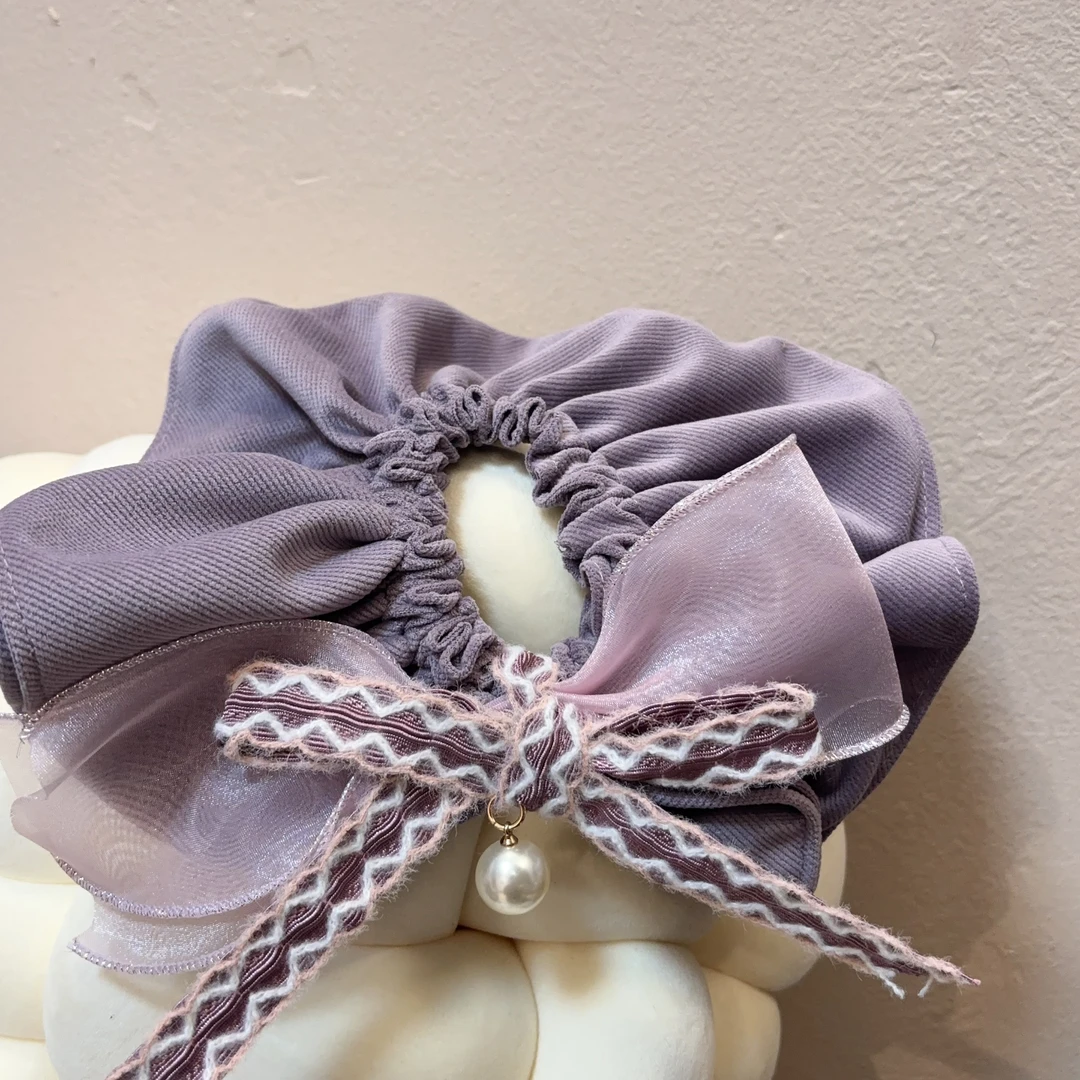 设计款蝴蝶结花边发圈T37