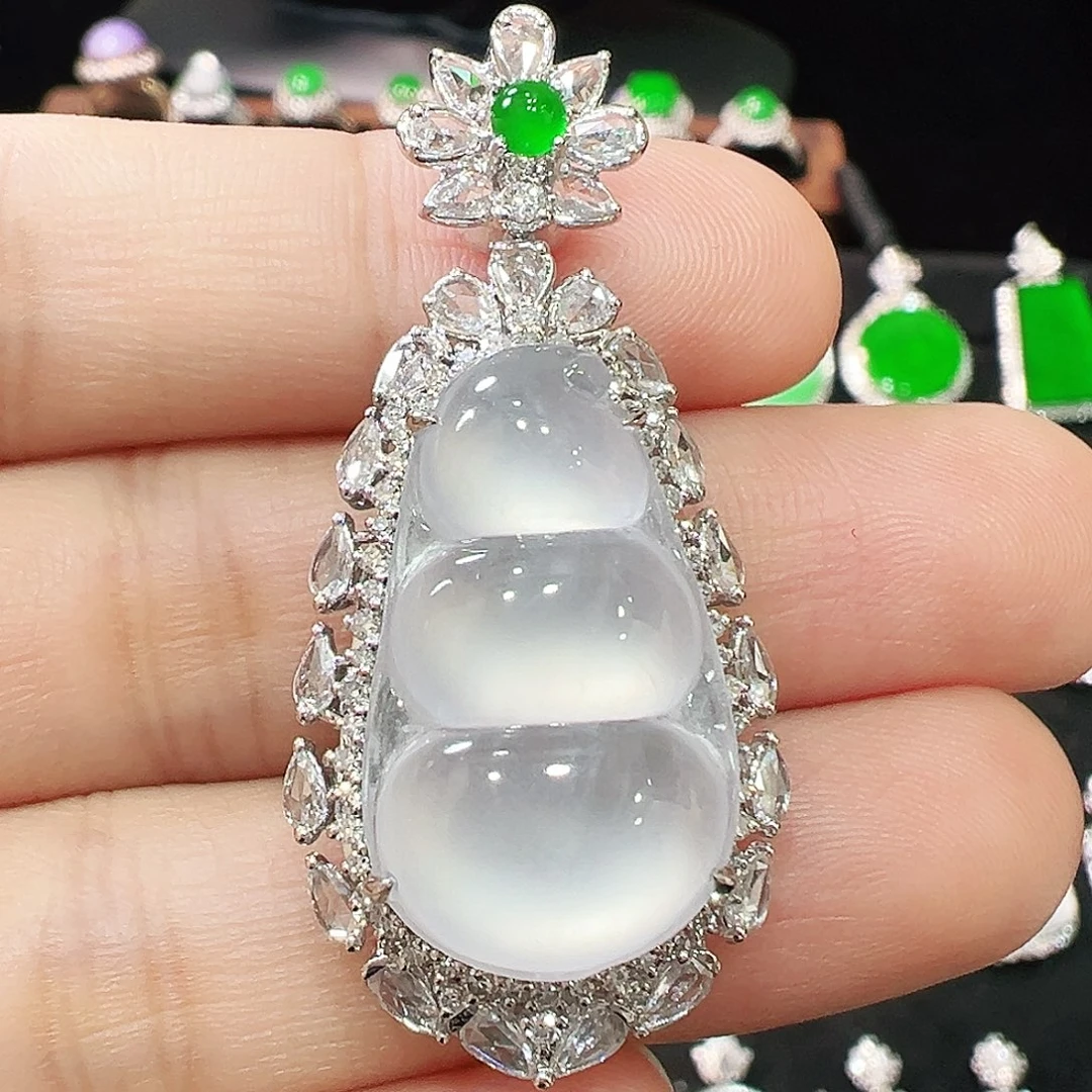 翡翠18K金镶嵌吊坠(不含链)