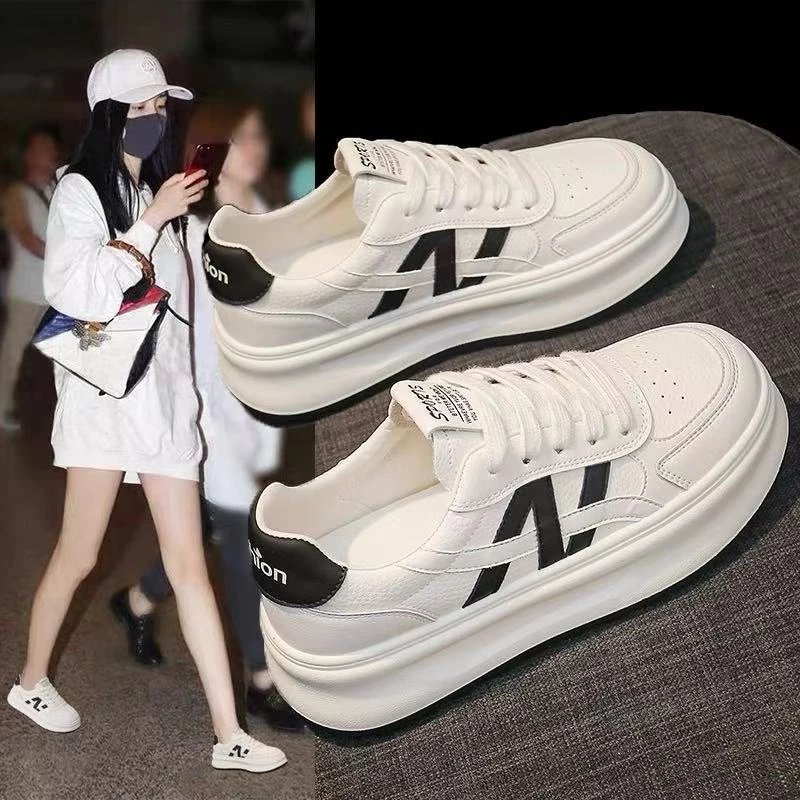 厚底女板鞋2025年春秋新款透气时尚百搭小白鞋休闲平底运动鞋女