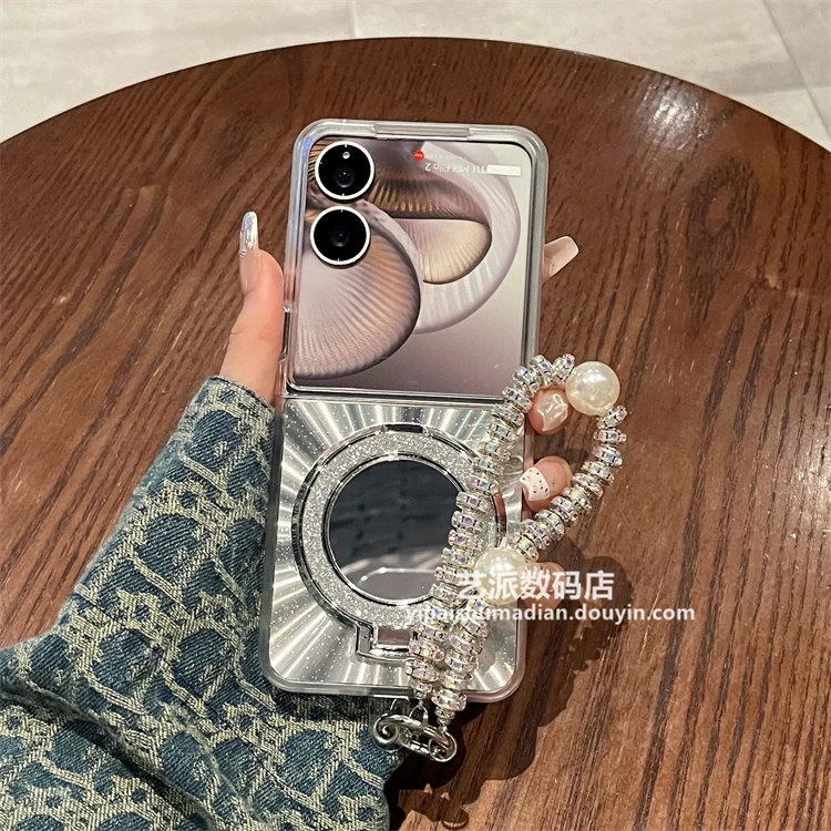 适用小米mixflip2手机壳新款mixflip小折叠屏镭射镜面支架保护套