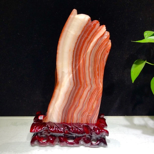 一帆风顺红皮猪肉石创意客厅酒柜摆件，规格含座19-2.5-32厘米