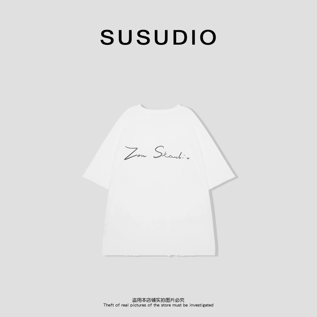 SUSUDIO 100棉 夏季休闲韩版背后字母印花短袖T恤10354