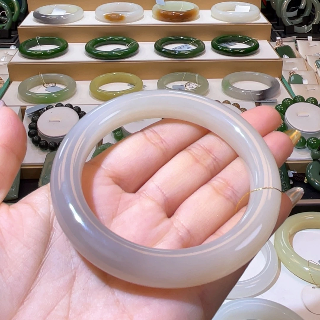 和田玉高品藕粉双色手镯58、59未镶嵌