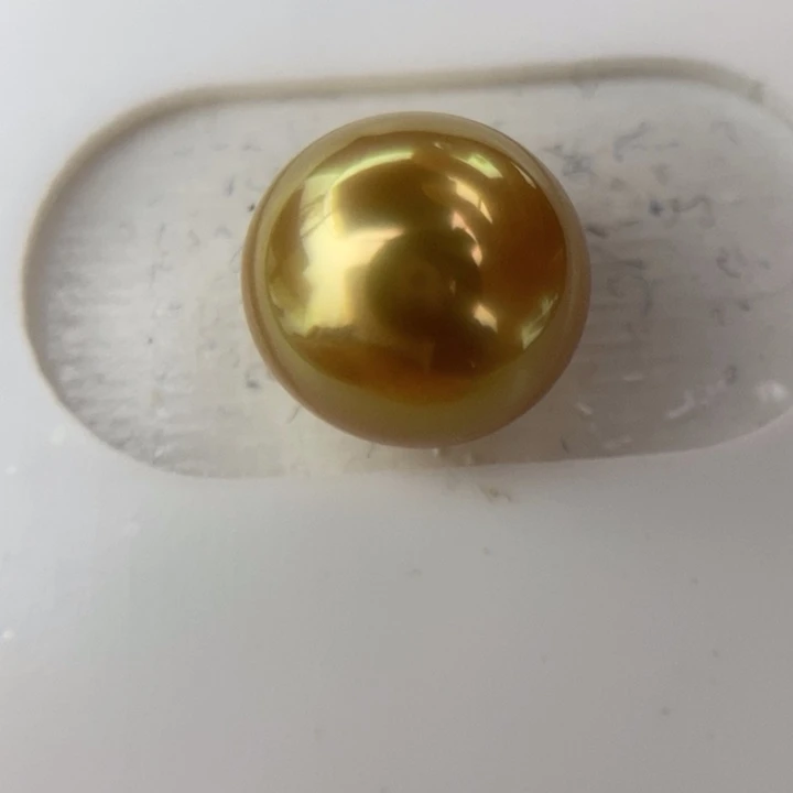 海水珍珠裸珠未镶嵌10.8mm浓金金绿色小极光