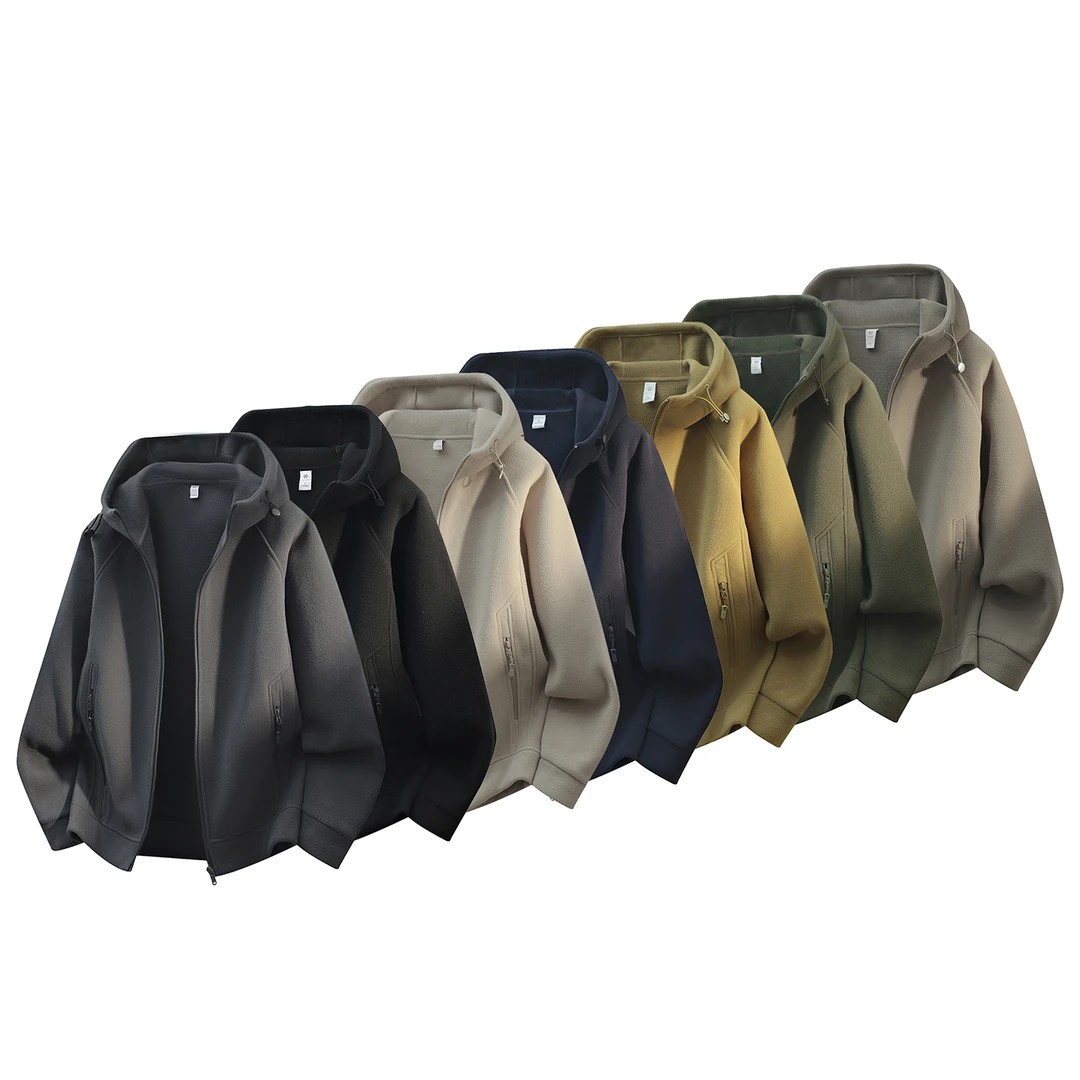 秋冬新款3D裁剪摇粒绒一体加厚连帽休闲国潮百搭男女同款外套2368