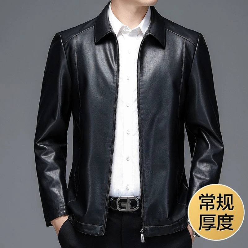 秋冬季男士皮衣休闲时尚痞帅翻领外套男士户外骑行皮夹克上衣-K12