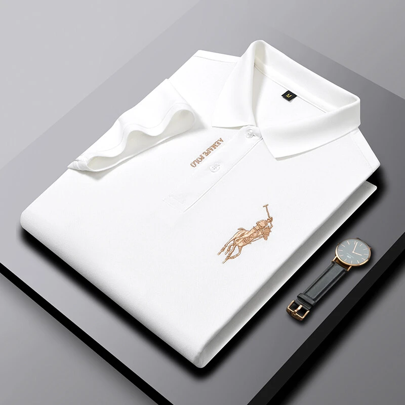 夏季休闲时尚POLO衫男款T恤纯色刺绣短袖百搭商务宽松潮流