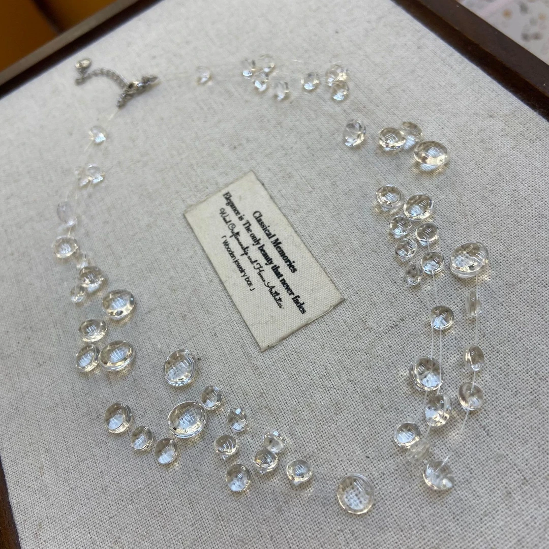 铜合金项链 清晨露珠透明串珠悬浮珠项链 G2-7