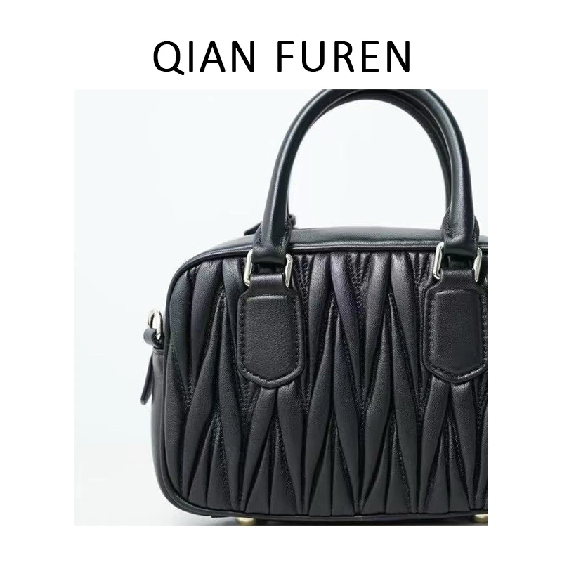 【M保龄球】褶皱保龄球羊皮包包斜挎包手提包