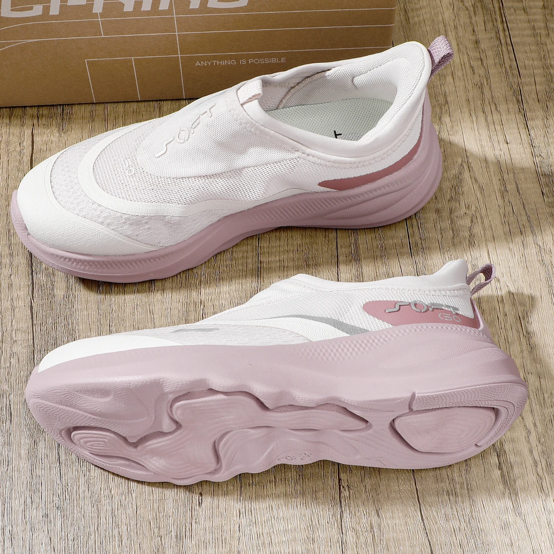 李宁一脚蹬休闲鞋女鞋2025夏季新款网面透气软弹运动鞋AGLV006-40