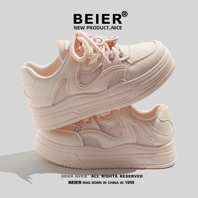 BEIER爆款小众厚底小白鞋女款新款女鞋增高休闲运动百搭板鞋3720