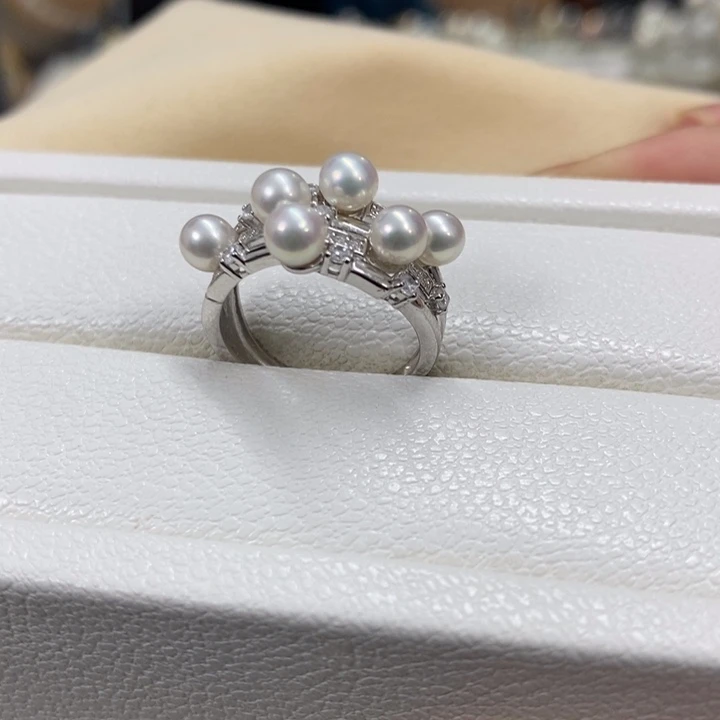 银S925镶嵌戒指淡水珍珠，链接12