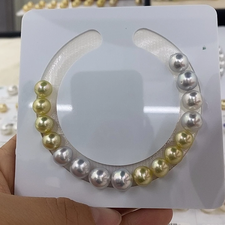 定制海水珍珠未镶嵌裸珠炫彩双色手链