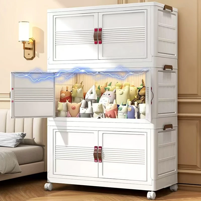 ZZ50cm可折叠免安装收纳柜家用客厅杂物收纳柜零食玩具储物