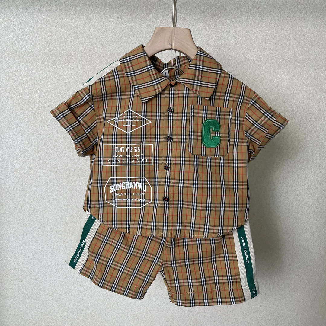 松韩屋童装原创品牌各自条纹夏季男童时尚休闲套装 47号