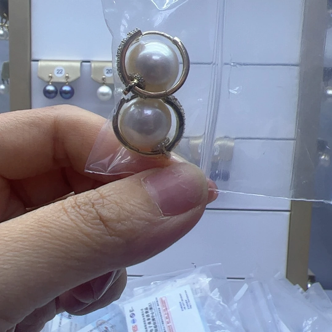 淡水珍珠耳饰银S925镶嵌