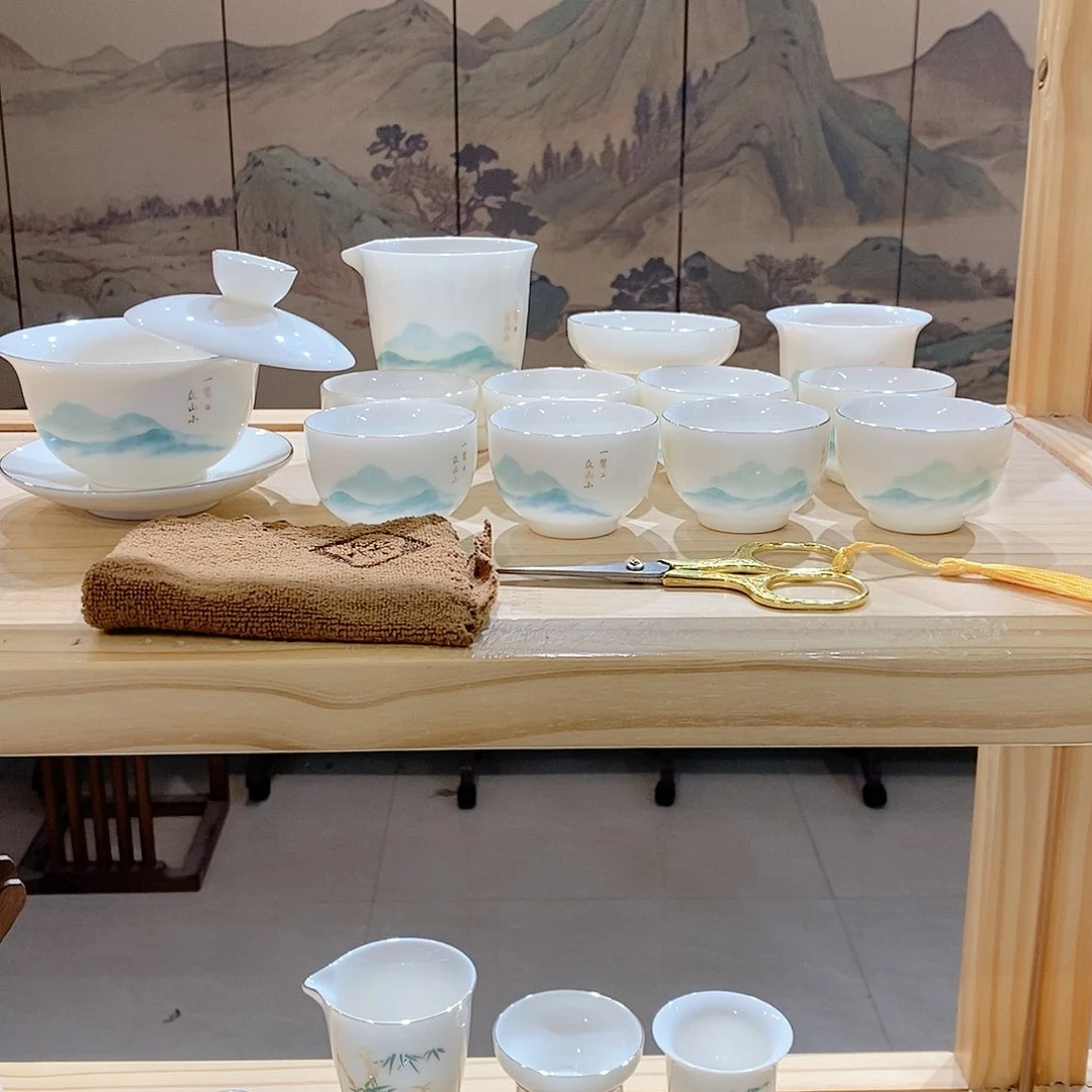 【墨城】羊脂玉瓷一览众山小15头