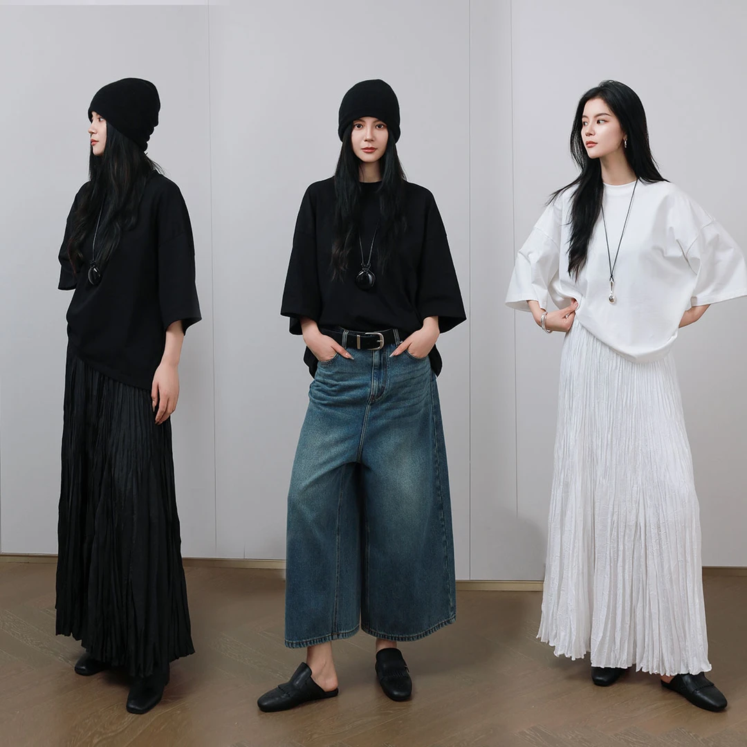 LA MAISON ONE  100棉水洗T恤打底套头赫本风短袖T恤L252T076