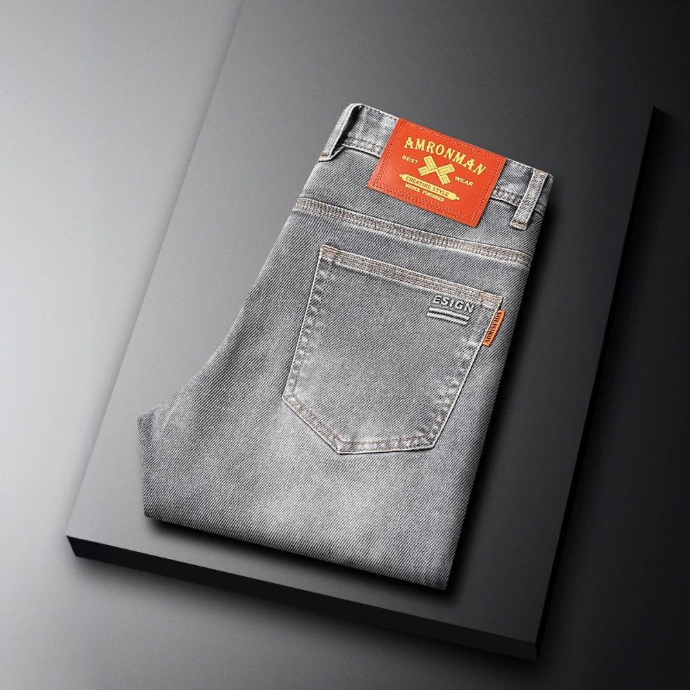 NENMIHONCHE/内米霍切牛仔裤男修身直筒长裤潮简约休闲百搭九分裤