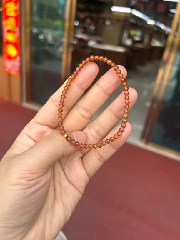 缅甸天然a货手串红翡鸳鸯卡3.8mm