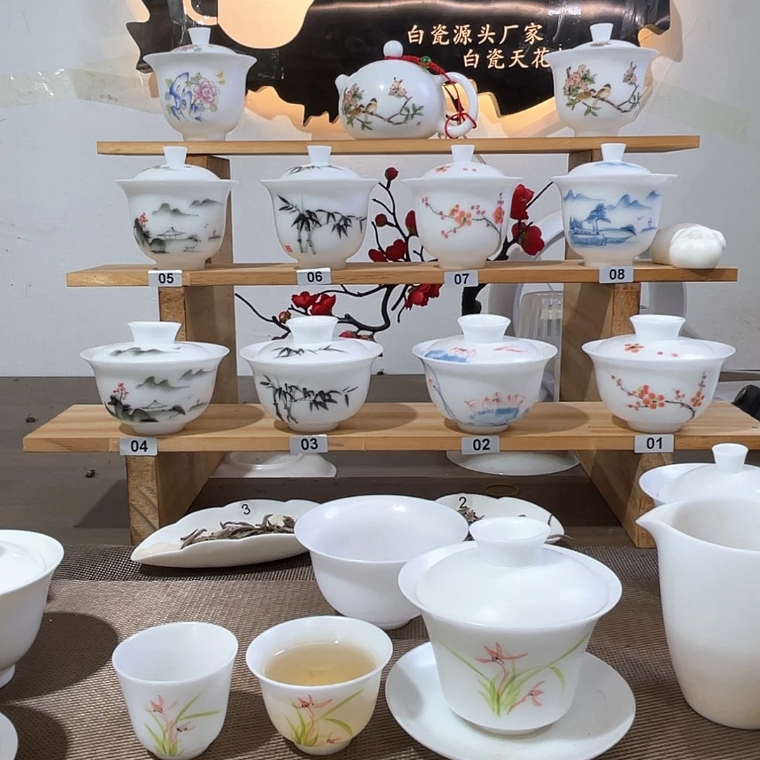 兔*姐手绘兰花盖碗送客杯啊啊啊啊啊