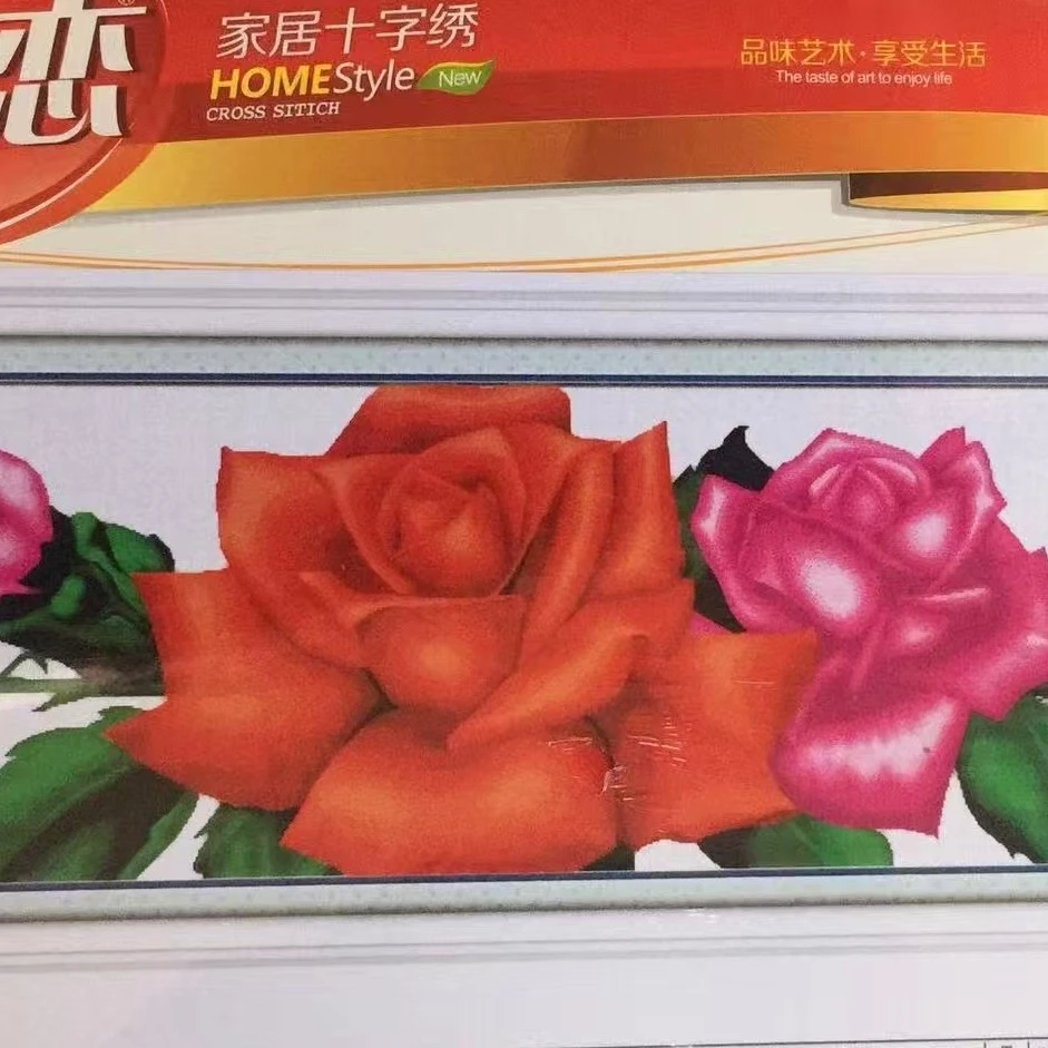 玫瑰情人主题十字绣作品适合春天家居装饰