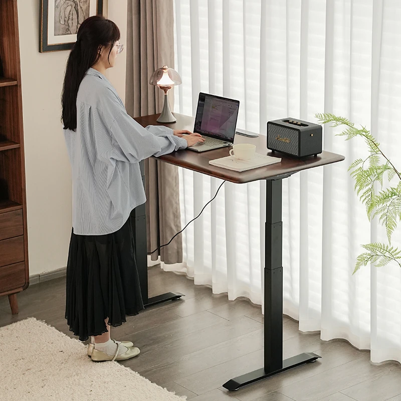 致典北美黑胡桃木绅士电动升降书桌电竞桌简约实木电脑桌家用办公