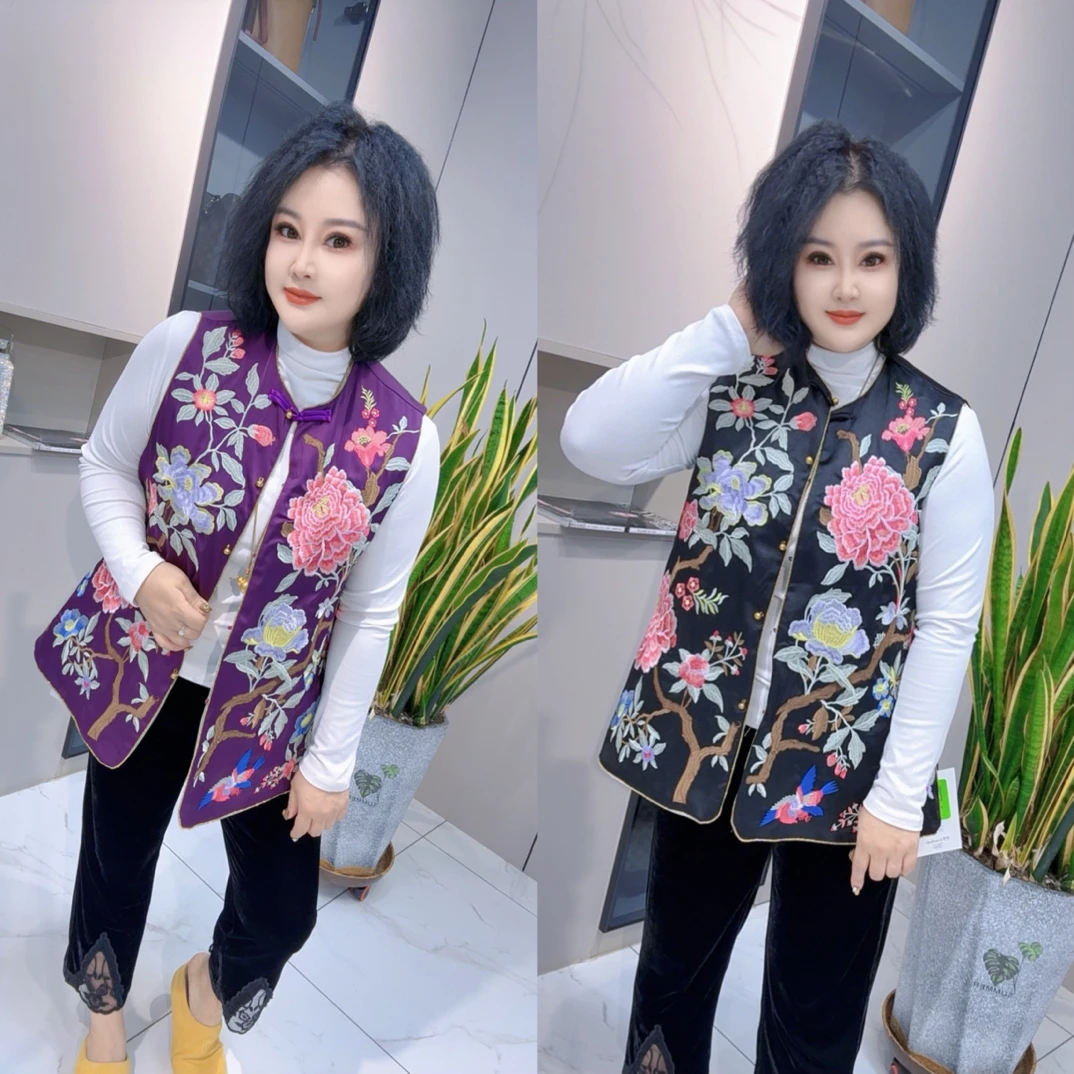 【娟姐精选】89751国潮重工彩色刺绣牡丹时尚百搭马甲