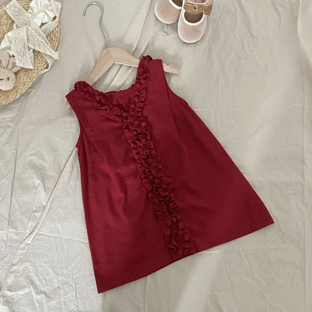 女童夏款无袖衬衫女孩新款宝宝纯棉上衣儿童洋气时髦公主衬衣薄款