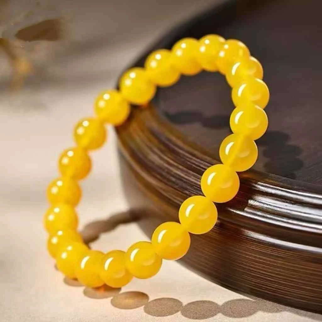 鸡油黄玛瑙圆珠手串本命年男女通用款卡10mm x1 9颗（多样性发一）