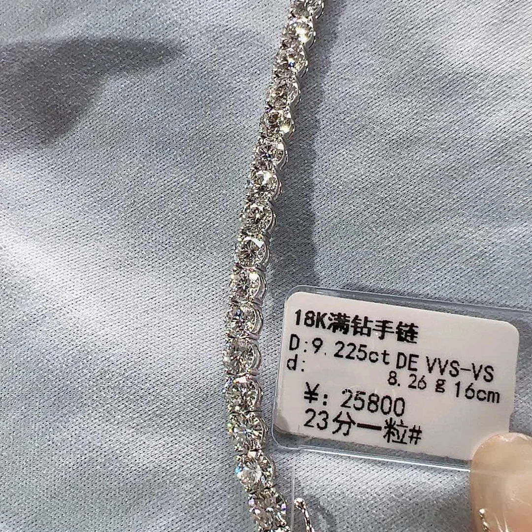 18K金镶嵌套链实验室培育钻石单颗23分，网球手链