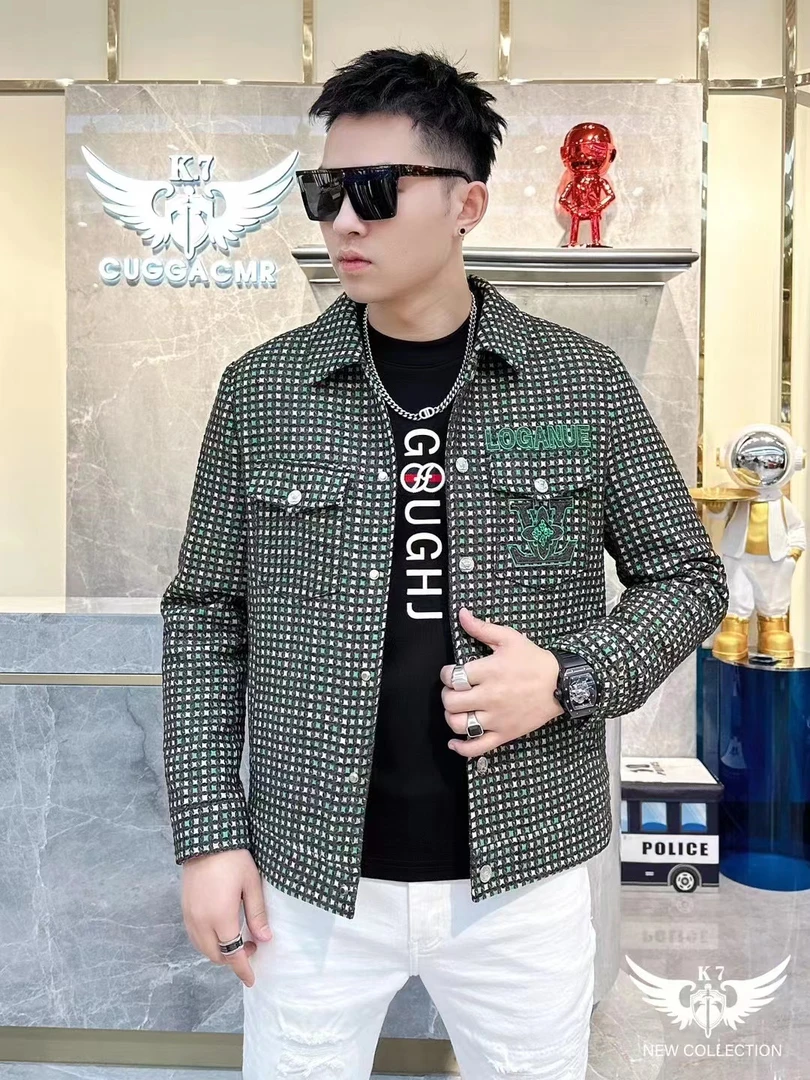 新款潮流痞帅男士个性百搭加厚翻领修身夹克外套666