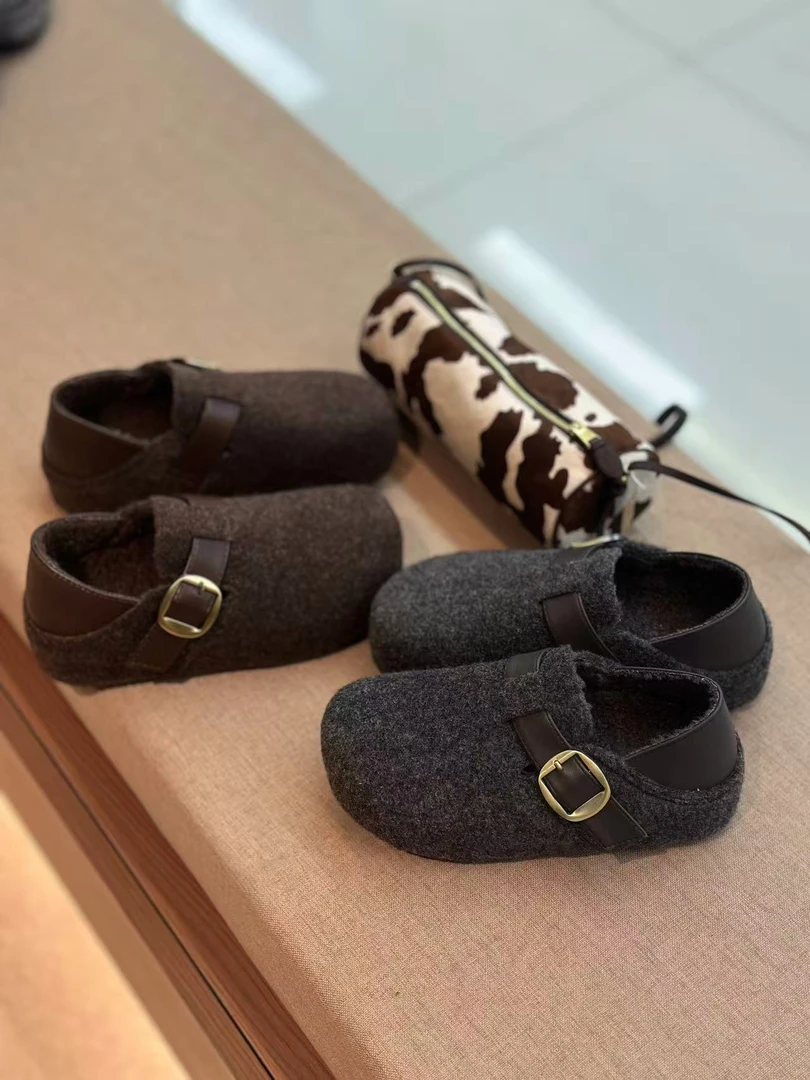 SUSU【两穿勃肯】毛呢勃肯鞋秋冬两穿内增高懒人一脚蹬鞋 | 跟高4.5