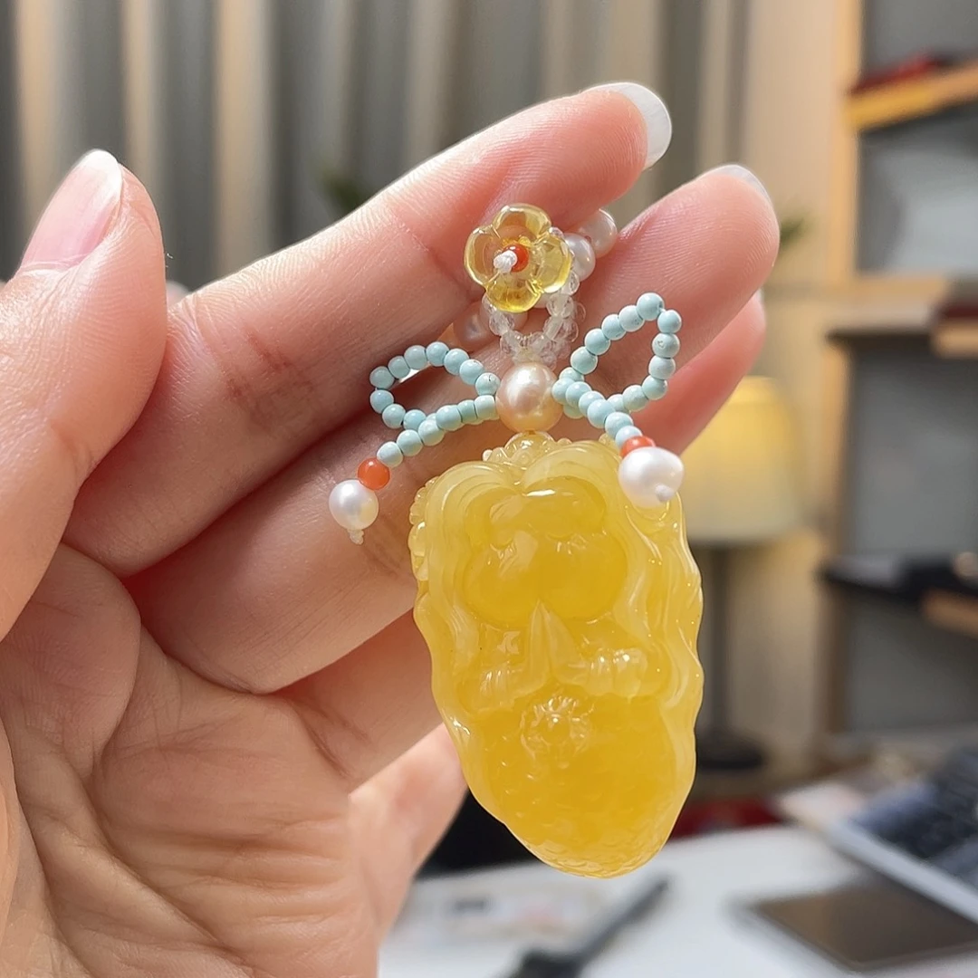 琥珀裸石未镶嵌蜜蜡吊坠