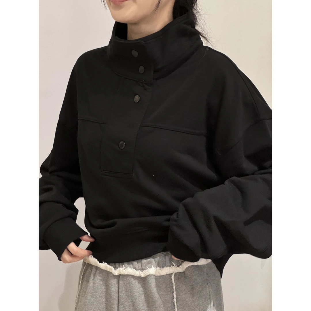 喜家外贸-秋季新款高品质按扣立领卫衣243078