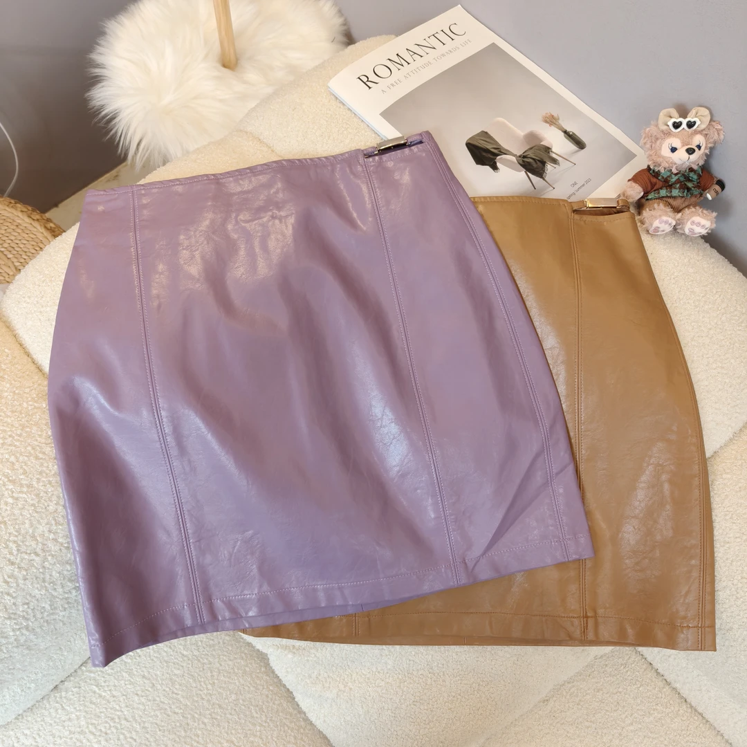 【伟伟专属】洋气皮半裙 2 色金属扣皮面半裙