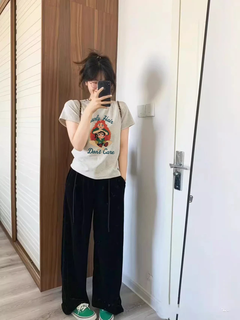 辣妹修身正肩t恤女短袖2025夏季美式复古掐腰短款百搭上衣体恤潮