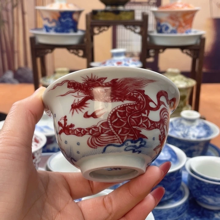 摆件陶鱼化龙压手杯