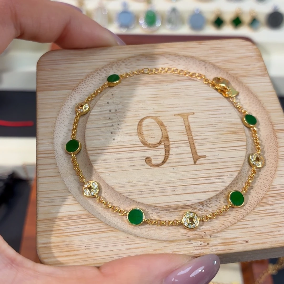 翡翠银S925镶嵌颈饰手链