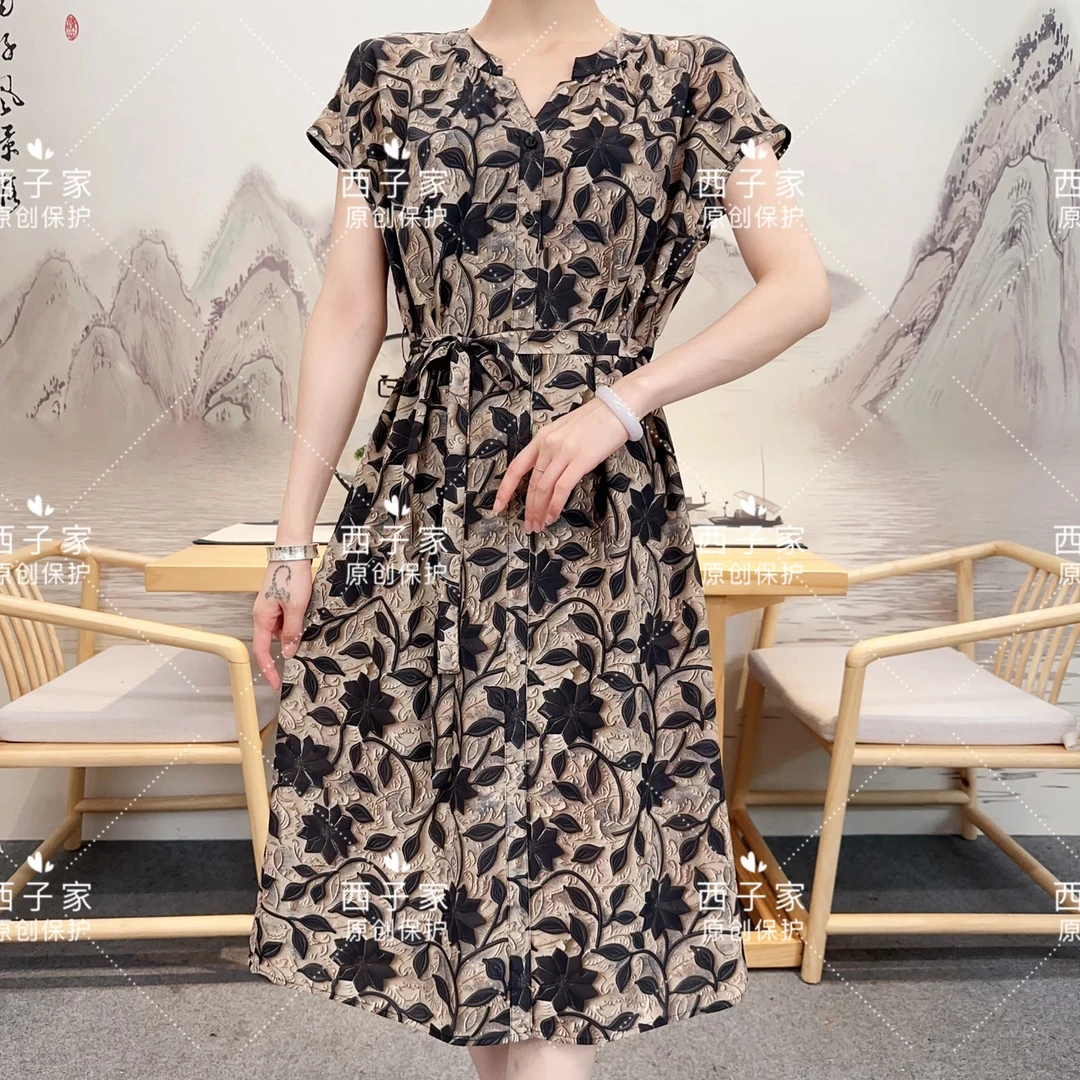 西子家  3D紫荆花立体感新款连衣裙1629